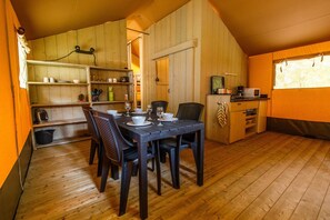 Tent | Living room - Glamping Tent in Netherlands With Terrace (Lathum)