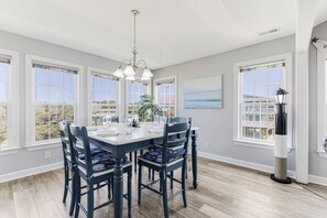 Dining - Gorgeous 2nd Row Home with Amazing Ocean Views, 2 Large Decks, Dog Friendly, Sleeps 12 (Oak Island)