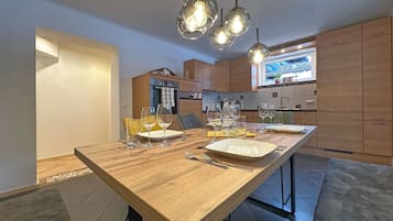 Apartment | Private kitchen | Electric kettle, toaster, highchair