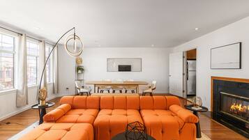 TV, fireplace, offices