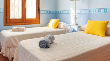 4 bedrooms, individually furnished, iron/ironing board, bed sheets