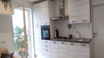 Appartement | Cuisine privée | Réfrigérateur, micro-ondes, four, plaque de cuisson