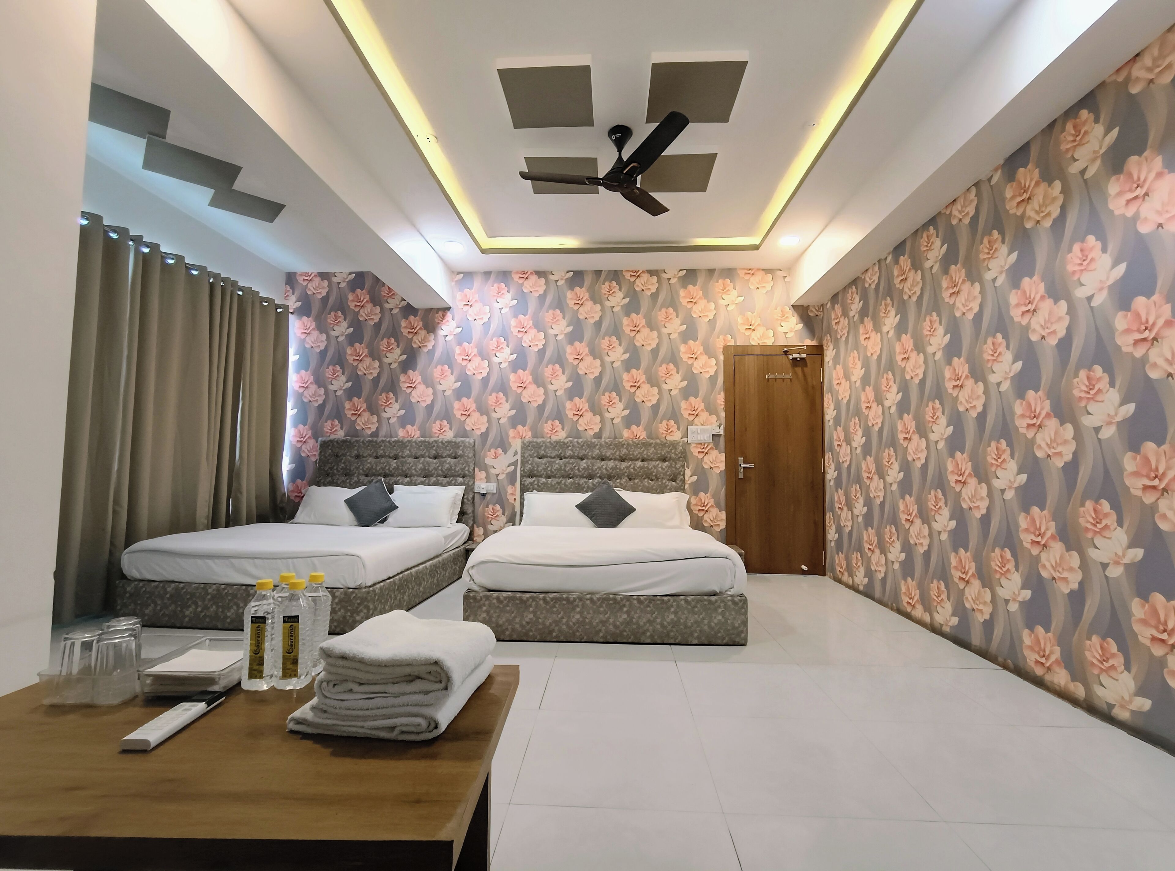 Family Quadruple Room, 2 Double Beds, City View | Free WiFi, bed sheets