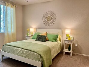 2 bedrooms, iron/ironing board, travel crib, WiFi