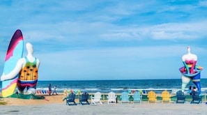 Beach nearby, white sand, beach shuttle