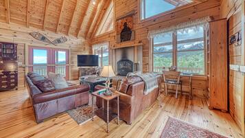 TV, lareira, DVD player, mesa de pingue-pongue