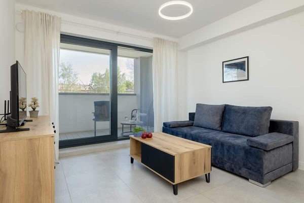 Living room with coffee table.