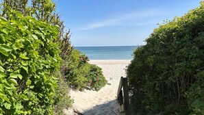 A sandy beach path leading to the ocean, surrounded by dense green foliage. - 3 Person Holiday Home in Sydals (Sydals)