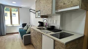 Family Apartment, Mountain View | Private kitchen | Fridge, microwave, stovetop, espresso maker