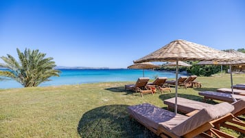 Utsikt mot strand/hav