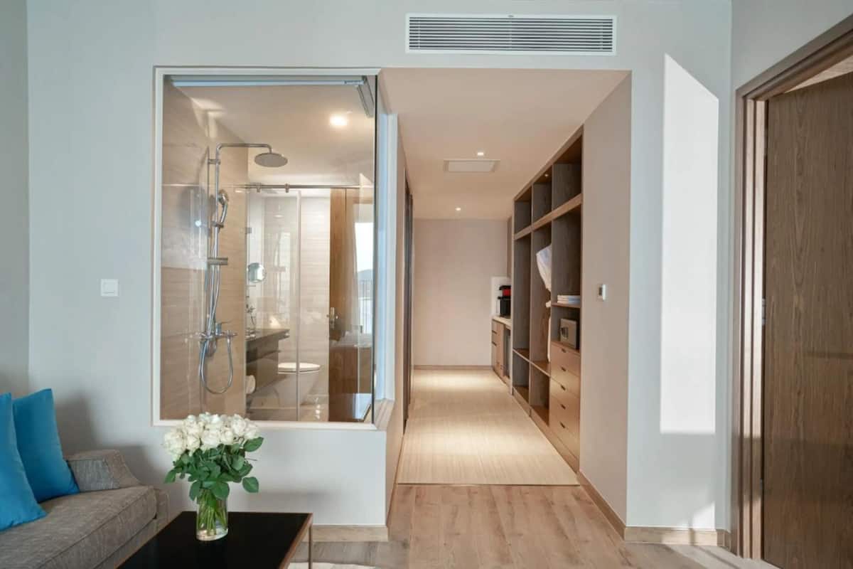 Hair dryer, bathrobes, slippers, bidet