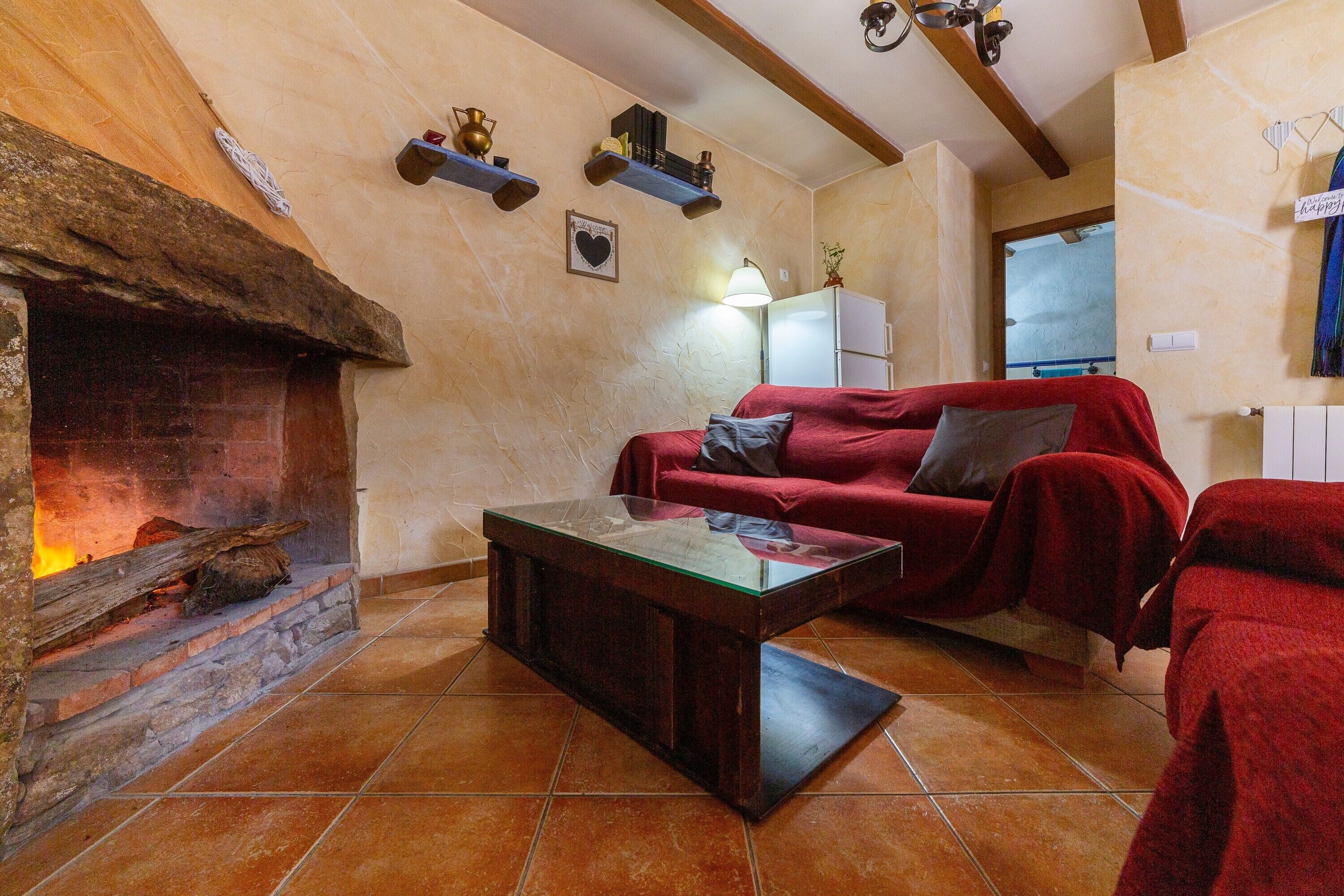 Televisión y chimenea 