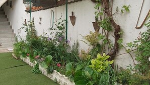 A garden with various plants and a white wall with a climbing vine. - Stella's House Bed & Breakfast  (Sabbio Chiese)