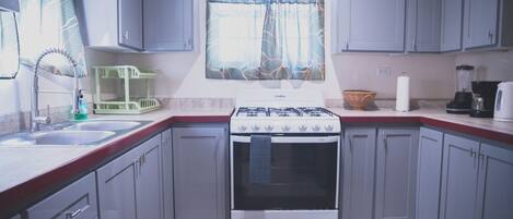 Køleskab, mikrobølgeovn, ovn, kogeplade