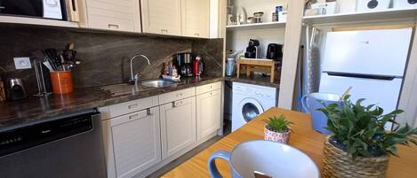 Fridge, microwave, dishwasher, toaster