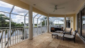 Terrace/patio - This expansive home has seven bedrooms and five bathrooms. It is perfect for a family getaway or family reunion. (Marco Island)