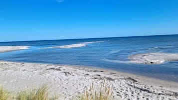 A beach with clear skies and calm waters.