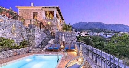 Holiday House on the Slope, Built of Stone and Wood, View, Private Pool