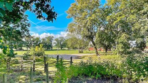 A rural landscape with a fenced area, trees, and a clear sky. - 4 Star Holiday Home in Bergkvara-by Traum (Bergkvara)