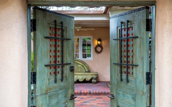 Exterior detail - Casa De Catia, Historical adobe on Canyon Road. (Santa Fe)