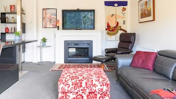 TV, fireplace