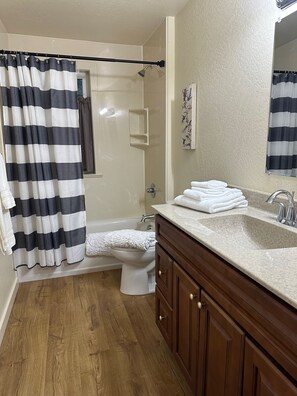 Hair dryer, towels, soap, shampoo - Chateau Herb ~ Miranda Carriage House Apt (Ashland)