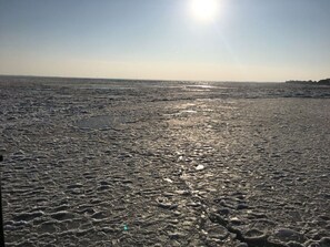 A beach with a clear sky and the sun shining. - Slaapdott Comfortable Holiday Residence (Wangerland)