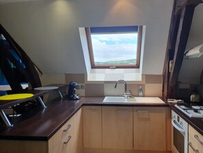 Fridge, microwave, oven, stovetop - Appartement Atypique Près de la Gare, de Walibi. Animaux de Compagnie Acceptés! (La Tour-du-Pin)