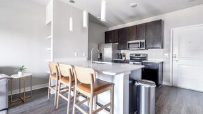 Fridge, dining tables
