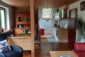 Apartment | Private kitchen | Electric kettle, high chair