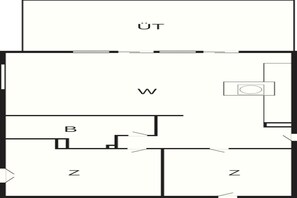 A hotel layout with labeled rooms: 'W' and 'B' on the left, 'Z' on the right, and 'ÜT' at the top.