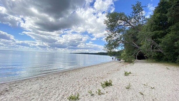 A beach with a clear sky and calm water. - 08 am Haff Modern Retreat (Kamminke)