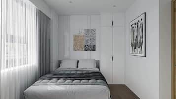 Apartament, cuina | 2 dormitoris, minibar amb articles gratuïts i cortines opaques