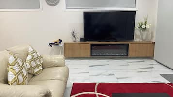 Smart TV, fireplace, table football
