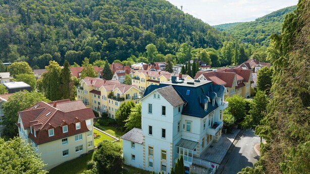 A residential area with houses surrounded by lush greenery and hills. - Maria Luise Comfortable Holiday Residence (Bad Harzburg)