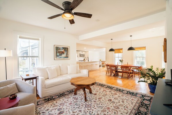 Smart TV, fireplace, printers