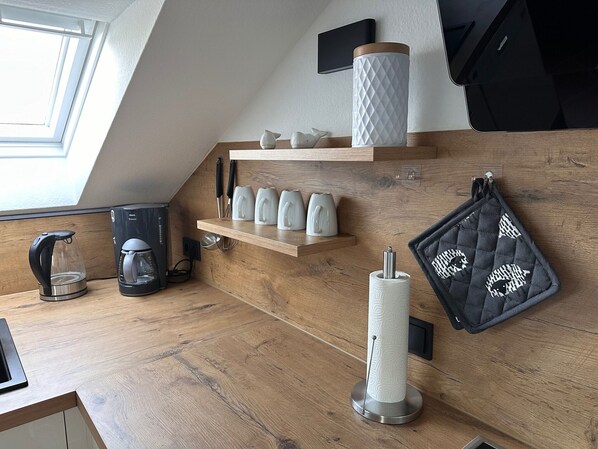 Apartment | Private kitchen | Electric kettle, toaster, highchair - Cozy Apartment in the Sauerland (Brilon)