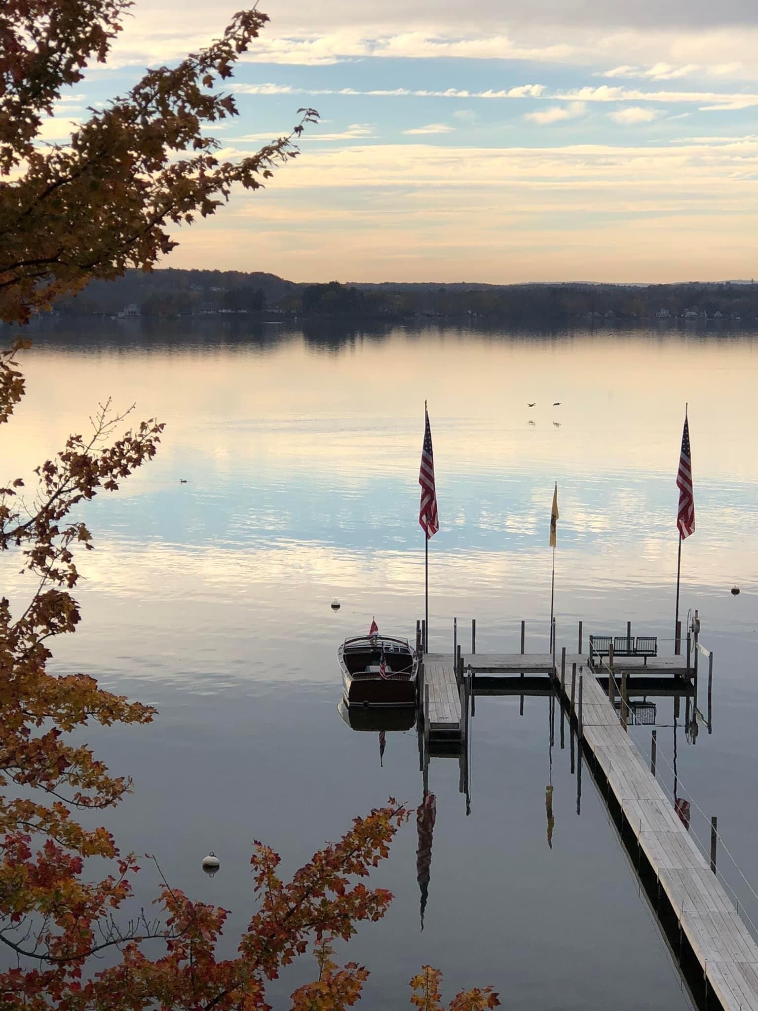 This Saratoga Lake family friendly waterfront home has amazing sunsets!