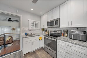 Fridge, microwave, oven, stovetop - Cozy Beach house in Cape May, Jacuzzi, Game Room, Family and Pet Friendly  (Lower Township)
