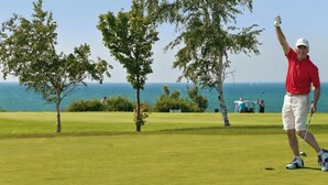 A golf course with a clear view of the sea in the background. - Riechey Comfortable Holiday Residence (Fehmarn)