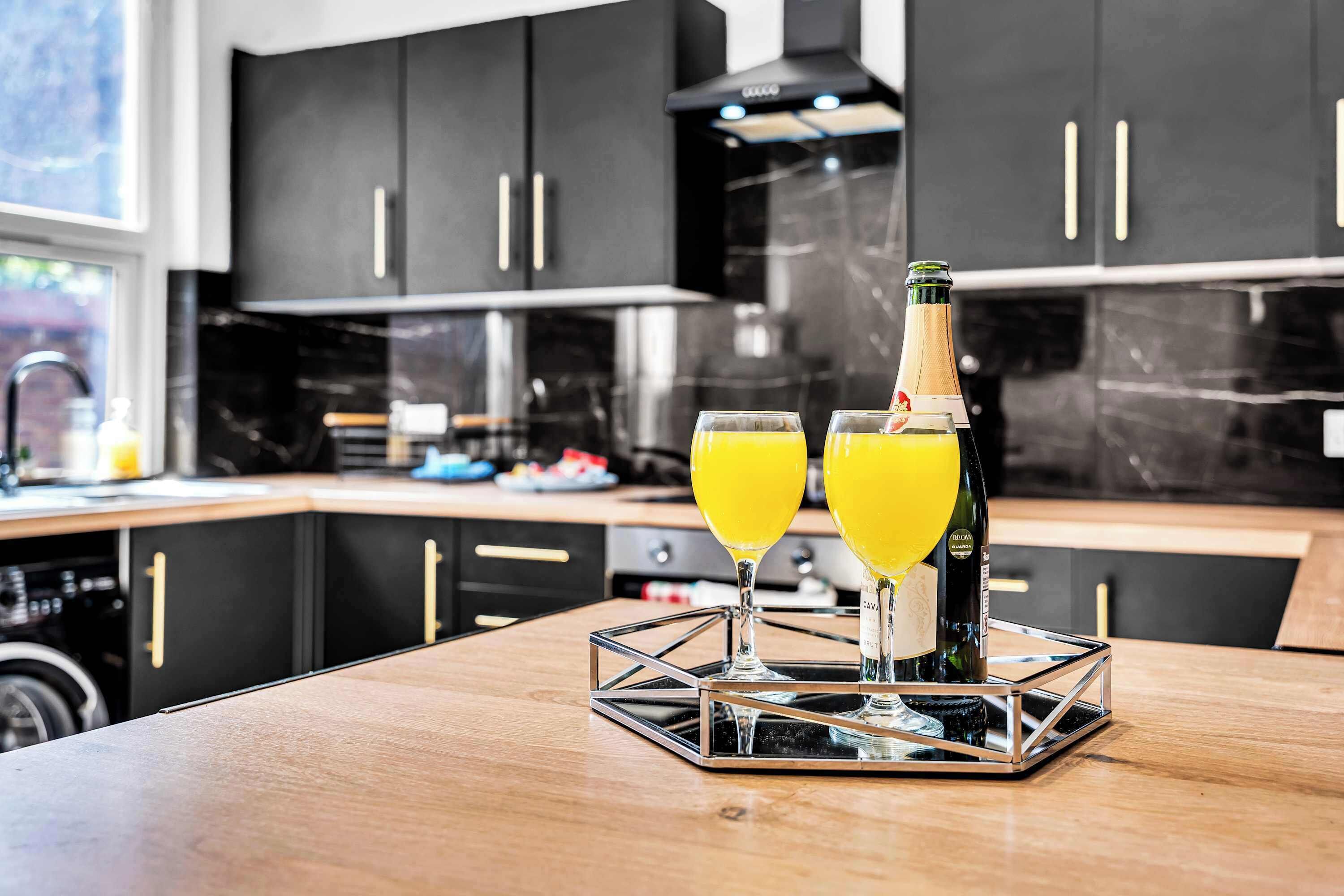 Fridge, microwave, oven, electric kettle