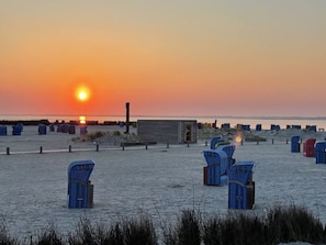 Utsikt mot strand/hav