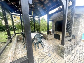 Outdoor dining - Apartment G&G Red with swimming pool (Porec)