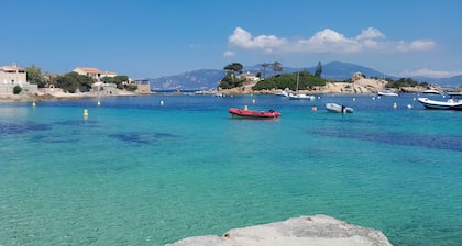 Panoramic view of the sea and islands from the treetops