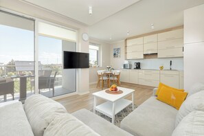 Apartment, 1 Bedroom, 2 Bathrooms, Sea View | Living room - Morska Apartment With Spa by Renters (Rewal)