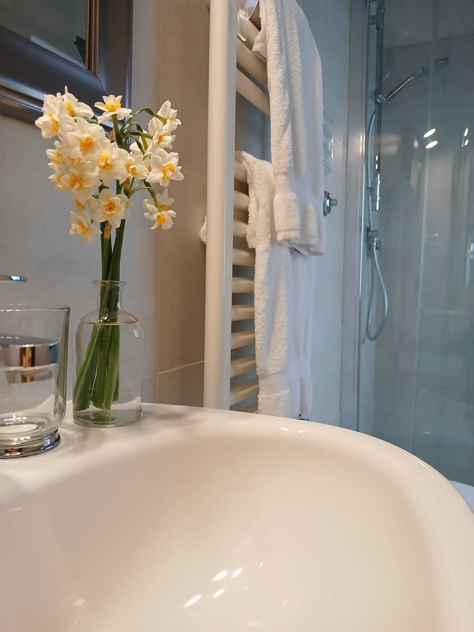 Douche, articles de toilette écologiques, sèche-cheveux, bidet