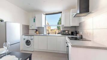 Fridge, microwave, oven, toaster