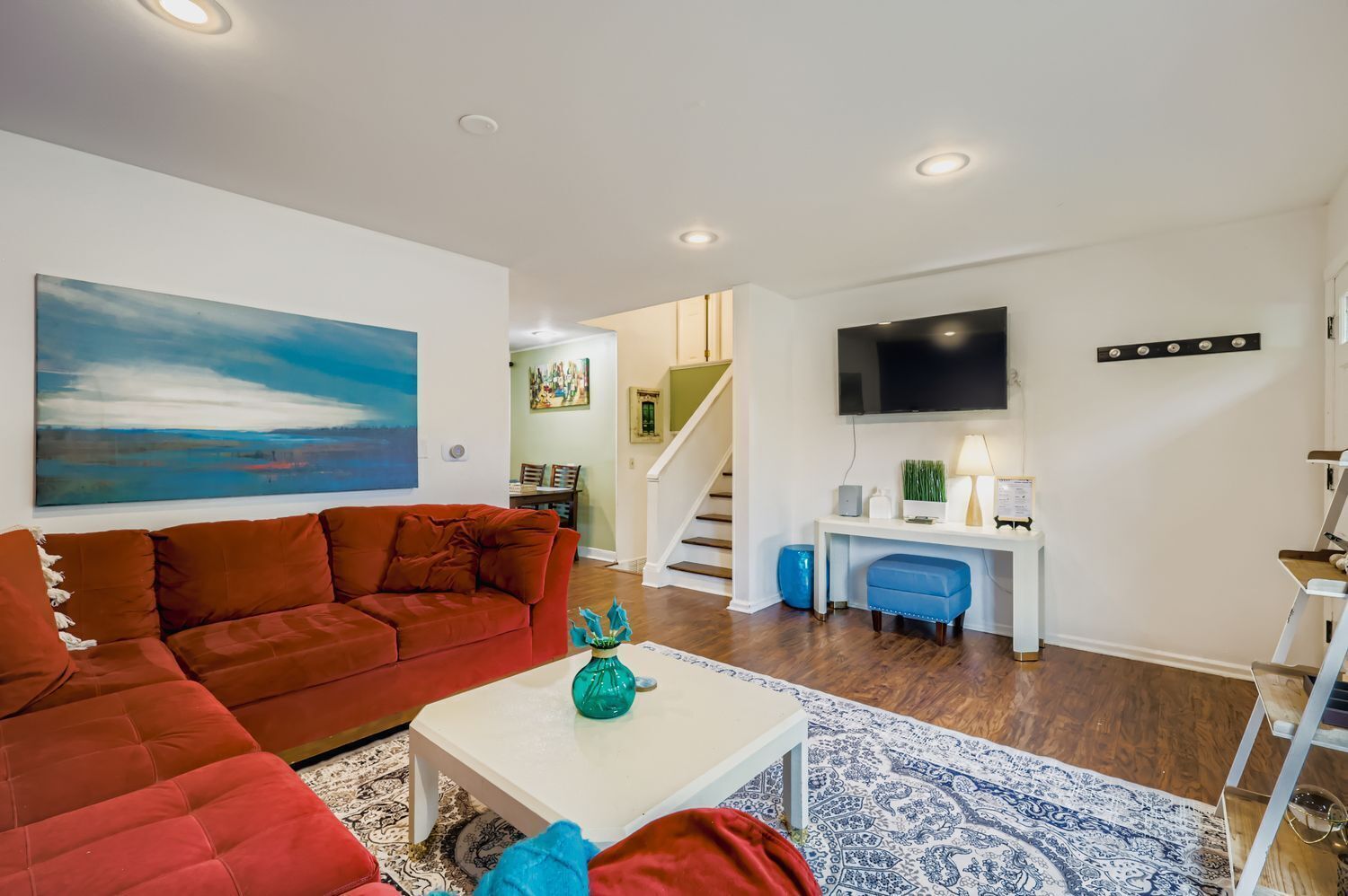 Smart TV, fireplace, video games, foosball