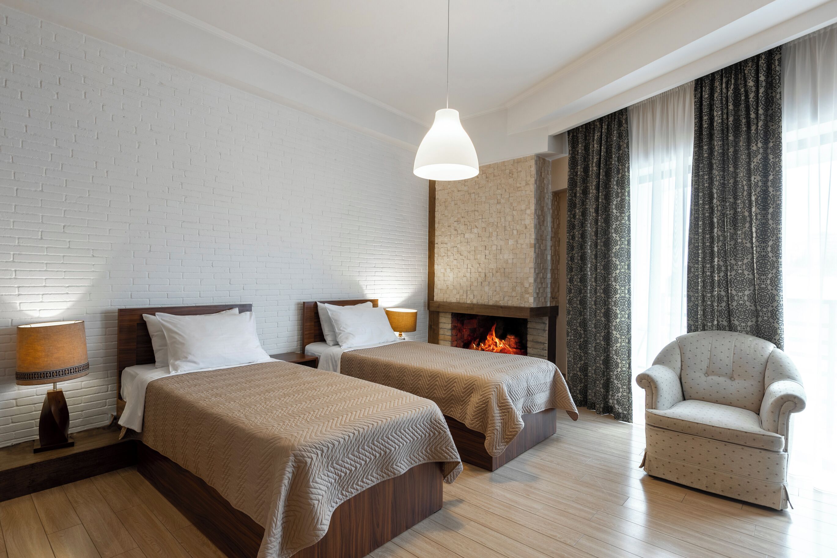 Hypo-allergenic bedding, desk, laptop workspace, soundproofing