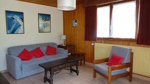 Living area - Wifi, Ground floor, terrace, parking, tv, ski locker, 62m², Les Gets (Les Gets)